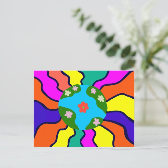 Postal Arte de imágenes retro de la Tierra (Anverso de pie)