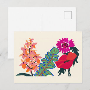 Postal Arte de jardín floral boho maximalista vibrante