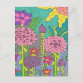 Postal Arte de jardín floral de primavera