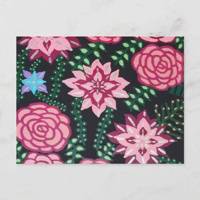 Postal Arte de jardín rosa (Anverso)