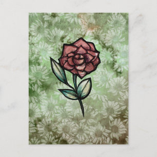 Postal Arte de jardinería de rosa roja rosas jardín flore
