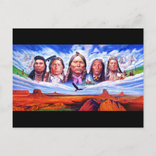 Postal Arte de jefes indios nativos estadounidenses posta