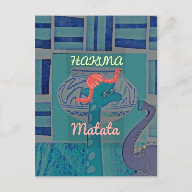 Postal Arte de jirafa lúdico: Un destello africano (Anverso)