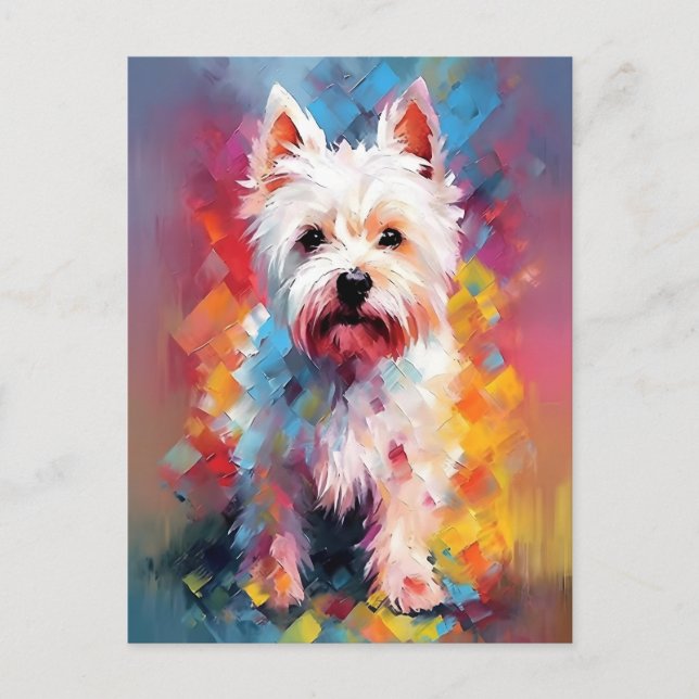 Postal Arte de la acuarela de West-Highland-White-Terrier (Anverso)