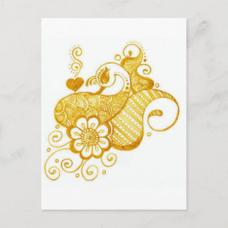 Postal Arte de la alheña de Mehndi del oro