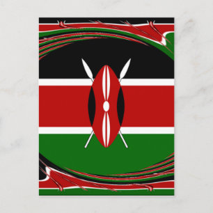 Postal Arte de la bandera de Kenia - Diseño patriótico y 