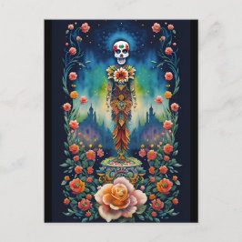 Postal Arte de la calavera del azúcar - Día de los Muerto