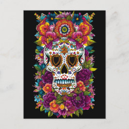 Postal Arte de la Calavera del Azúcar - Día de los Muerto