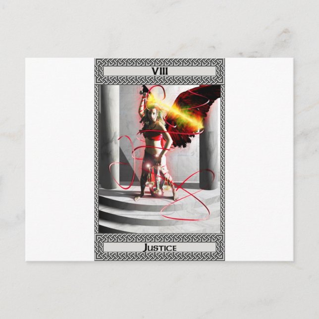 Postal Arte de la carta de tarot de la justicia (Anverso)
