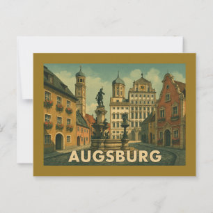 Postal Arte de la ciudad de Augsburgo Alemania