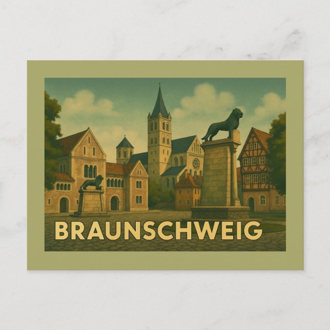 Postal Arte de la ciudad de Braunschweig Alemania (Anverso)