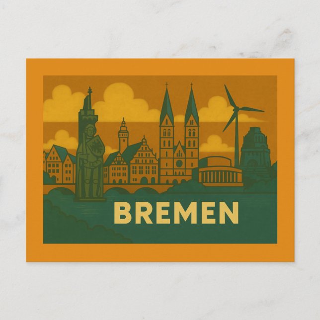Postal Arte de la ciudad de Bremen Alemania (Anverso)