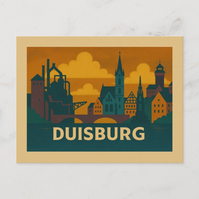 Postal Arte de la ciudad de Duisburgo Alemania (Anverso)