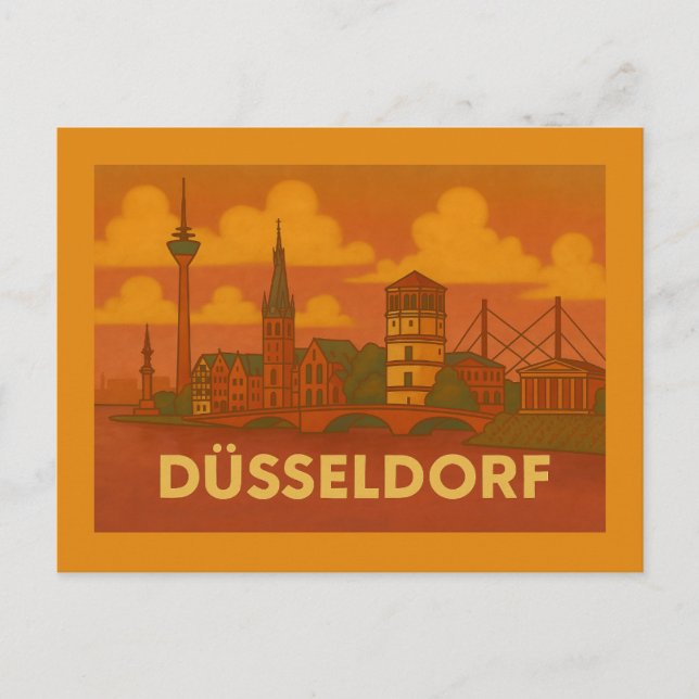Postal Arte de la ciudad de Düsseldorf Alemania (Anverso)