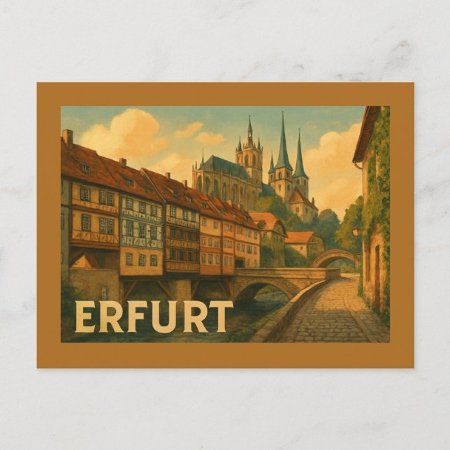Postal Arte de la ciudad de Erfurt Alemania (Anverso)