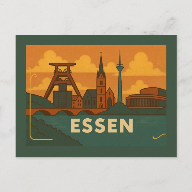 Postal Arte de la ciudad de Essen Alemania (Anverso)
