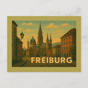 Postal Arte de la ciudad de Friburgo Alemania