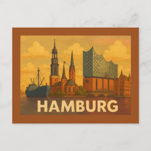 Postal Arte de la ciudad de Hamburgo Alemania