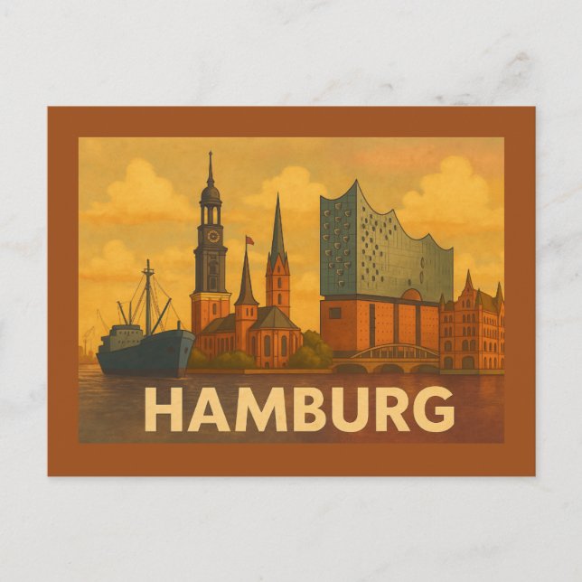 Postal Arte de la ciudad de Hamburgo Alemania (Anverso)