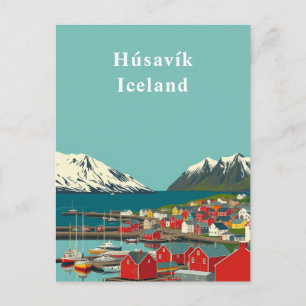 Postal Arte de la ciudad de Húsavík, Islandia