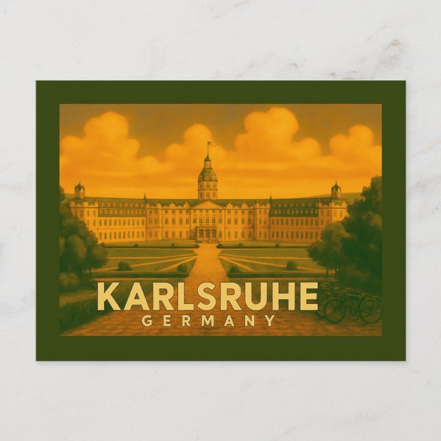 Postal Arte de la ciudad de Karlsruhe Alemania (Anverso)