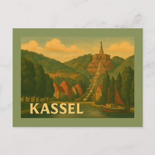 Postal Arte de la ciudad de Kassel Alemania (Anverso)