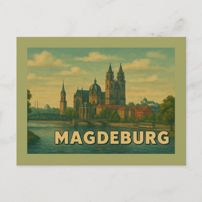 Postal Arte de la ciudad de Magdeburgo Alemania (Anverso)