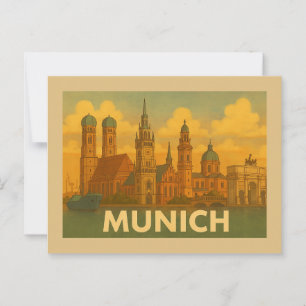 Postal Arte de la ciudad de Múnich Alemania