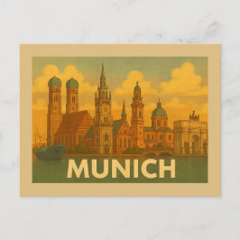 Postal Arte de la ciudad de Múnich Alemania