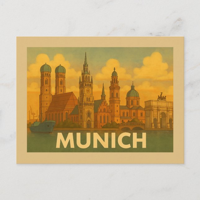 Postal Arte de la ciudad de Múnich Alemania (Anverso)