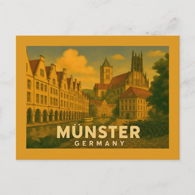 Postal Arte de la ciudad de Münster Alemania (Anverso)