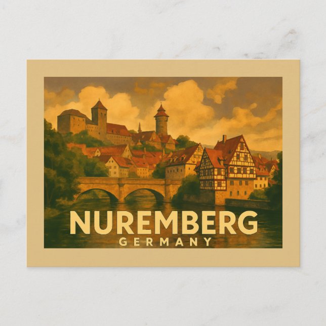 Postal Arte de la ciudad de Nuremberg Alemania (Anverso)