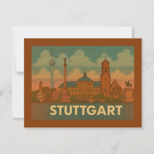 Postal Arte de la ciudad de Stuttgart Alemania