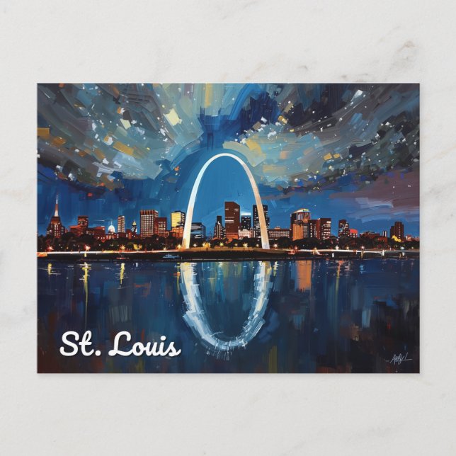 Postal Arte de la ciudad del Arco Gateway de St Louis (Anverso)