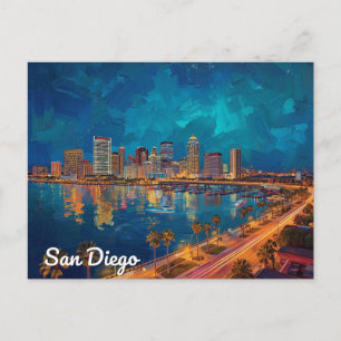 Postal Arte de la Ciudad del Puerto de San Diego CA