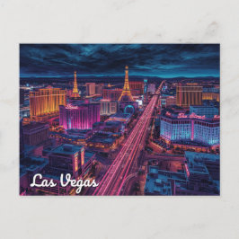 Postal Arte de la ciudad nocturna del Strip de Las Vegas
