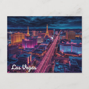 Postal Arte de la ciudad nocturna del Strip de Las Vegas