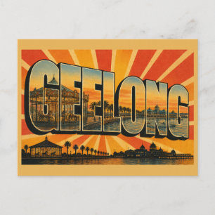 Postal Arte de la ciudad ribereña de Geelong Victoria Aus