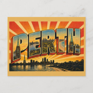 Postal Arte de la ciudad ribereña de Perth, Australia Occ