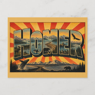 Postal Arte de la costa de Homer Alaska Montaña Glaciar