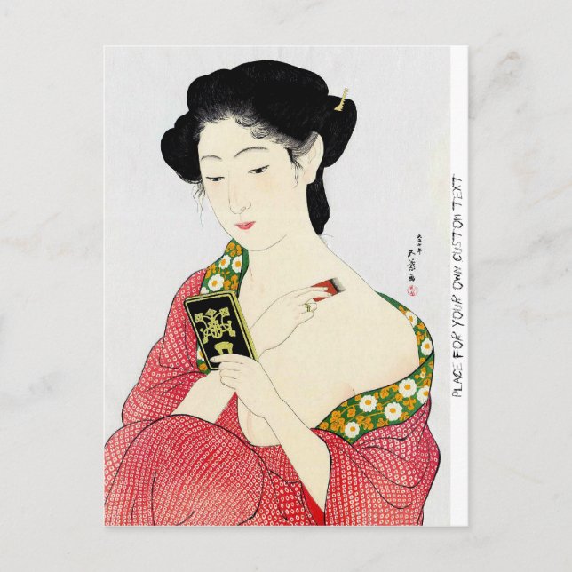 Postal Arte de la dama de geisha clásica japonesa orienta (Anverso)