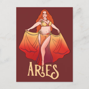 Postal Arte de la Diosa del Zodiaco Aries Bailarina del V