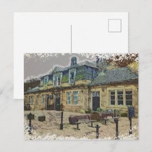 Postal Arte de la Estación de Ferrocarril de Hebden Bridg