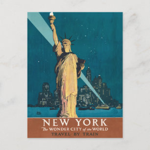 Postal Arte de la Estatua de la Libertad de la Ciudad Mar