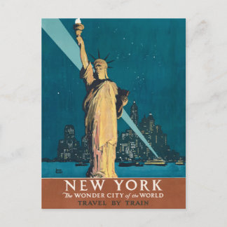 Postal Arte de la Estatua de la Libertad de la Ciudad Mar