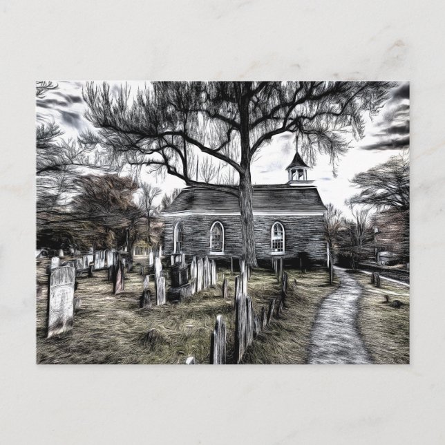 Postal Arte de la Iglesia de Sleepy Hollow (Anverso)