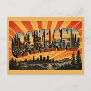 Postal Arte de la laguna de Oakland California Bosque de