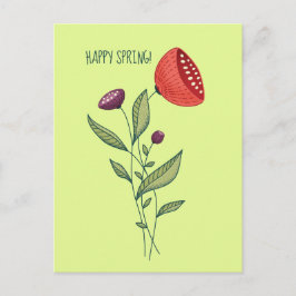 Postal Arte de la línea de flores de primavera