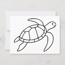 Postal Arte de la línea de tortugas marinas - Animal mari