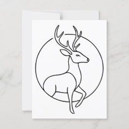 Postal Arte de la línea de venado minimalista - Arte de a